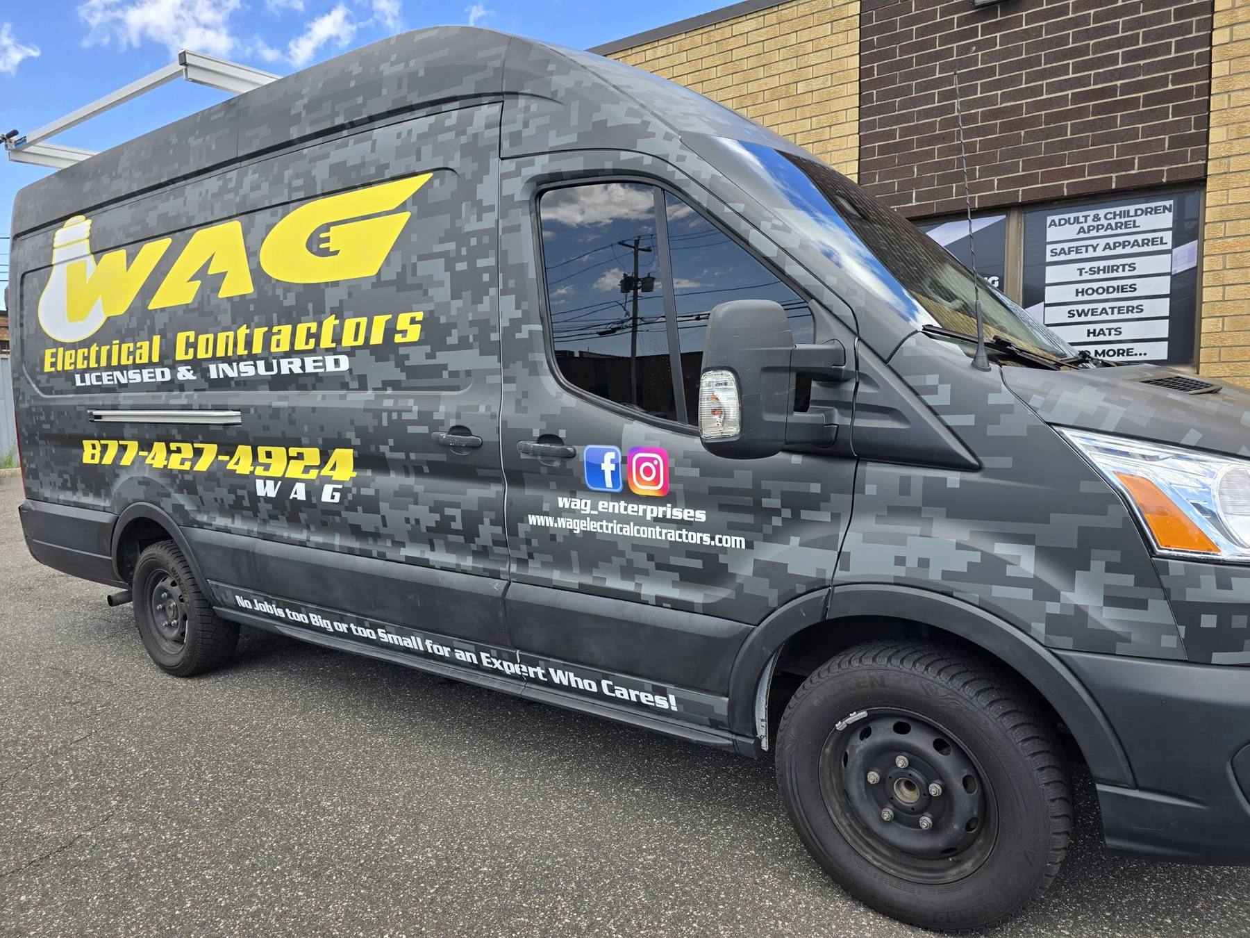 WAG Electrical · camo van wrap